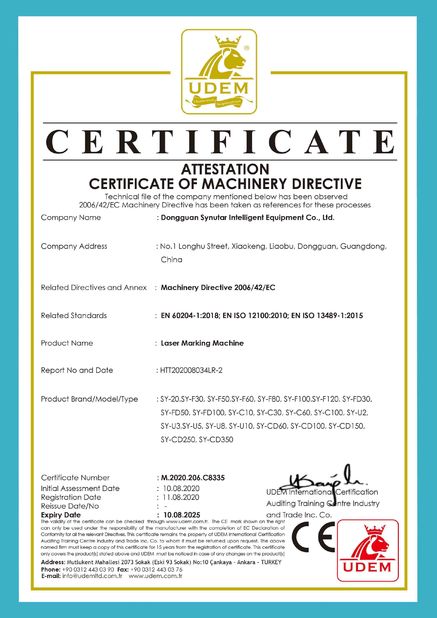 চীন Dongguan Synutar Intelligent Equipment Co., Ltd. সার্টিফিকেশন